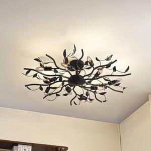 Lindby Yos mennyezeti lámpa, 10 izzós, 95 cm, fekete-arany, E14, dimmelhető, Fekete, Hálószoba, fém, Firenzei