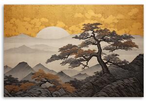 Gario Vászonkép Japán táj arany égbolttal Méret: 60 x 40 cm