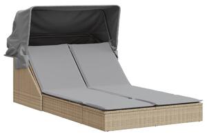 VidaXL Dupla Napozóágy - Polyrattan - Bézs - 200x100cm