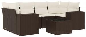 VidaXL 7 részes barna polyrattan kerti ülőgarnitúra párnákkal