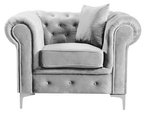 Luxus fotel, világosszürke Velvet szövet, ROMANO