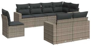 VidaXL Polyrattan Kerti Ülőgarnitúra - Szürke - 8 részes
