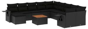 VidaXL Polyrattan Kerti Ülőgarnitúra - 12 részes - Fekete