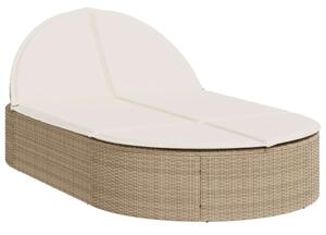 VidaXL Dupla Napozóágy - Polyrattan - 200cm, Bézs