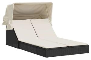 VidaXL Dupla Napozóágy - Polyrattan - 200x100 cm, Fekete