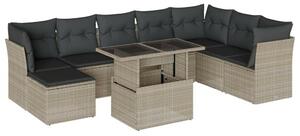 VidaXL Polyrattan Kerti Ülőgarnitúra - 9 részes, Világosszürke