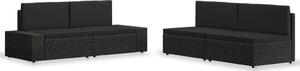 Polyrattan Kerti Ülőgarnitúra - 4 részes - Fekete