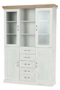 Vitrines szekrény, északi sosna/vadtölgy, ROYAL W2D
