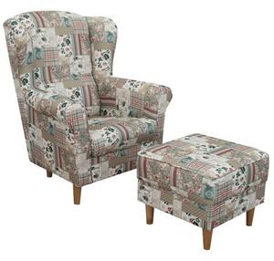 Füles fotel puffal, szövet patchwork Viorica 1, ASTRID