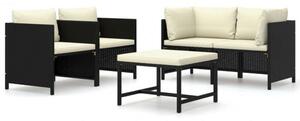 VidaXL Polyrattan Kerti Bútorszett - 5 részes - Fekete