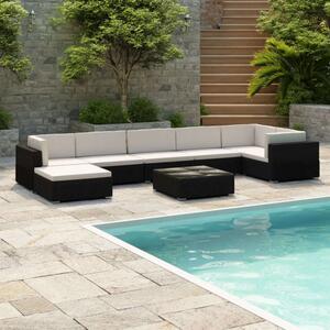VidaXL Polyrattan Kerti Bútorszett - 8 részes - Fekete