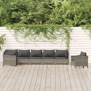 VidaXL 7 részes szürke polyrattan kerti ülőgarnitúra párnákkal