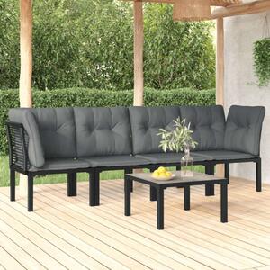 VidaXL Polyrattan Kerti Ülőgarnitúra - 5 részes - Fekete-Szürke