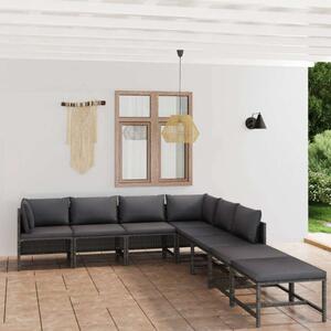 VidaXL Polyrattan Kerti Bútorszett - 8 részes - Szürke