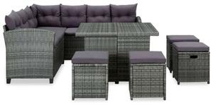 VidaXL 6 részes szürke polyrattan kerti bútorszett párnákkal