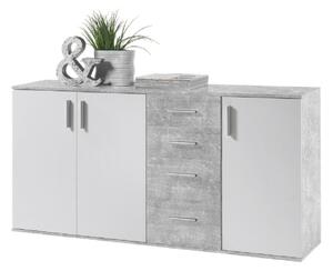 Komód, fehér/beton, POPPY 3