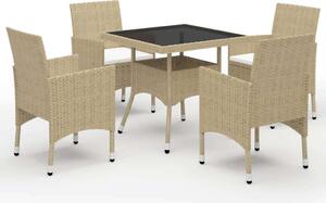 VidaXL Kerti Étkezőgarnitúra - Polyrattan - 5 részes - Bézs