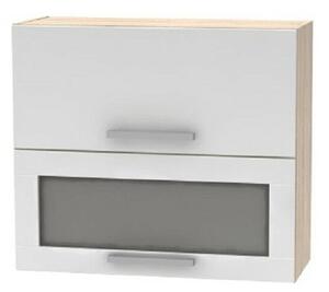 Billenő felsőszekrény üveggel 2DV, tölgy sonoma/fehér, NOVA PLUS NOPL-016-OH