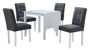 Étkező szett, kihúzható asztal, fehér/szürke, BJORK New 1+4
