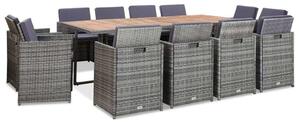 VidaXL Polyrattan Kerti Étkezőgarnitúra - 12 Személyes - Antracit Szürke