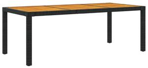 Akácfa-Polyrattan Kerti Asztal - Fekete - 190x90 cm