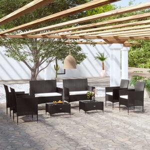 Polyrattan Kerti Ülőgarnitúra - 8 részes - Fekete