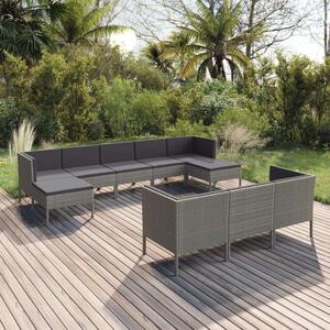 VidaXL Polyrattan Kerti Bútorszett - 10 részes - Szürke