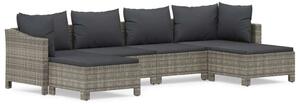 VidaXL 6 részes szürke polyrattan kerti ülőgarnitúra párnákkal