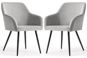 AKORD Furniture Factory ESTELLE kárpitozott szék welúr szürke fekete lábakkal 2 db