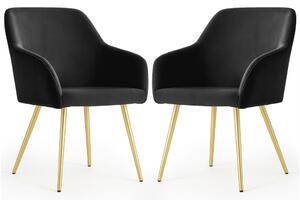 AKORD Furniture Factory ESTELLE Étkezőszék Welúr Fekete Arany Lábakkal 2 db