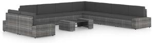 VidaXL 10 részes szürke polyrattan kerti ülőgarnitúra párnákkal