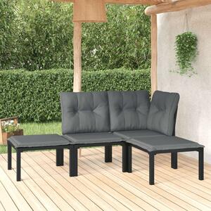VidaXL 4 részes Kerti Ülőgarnitúra - Fekete-Szürke Polyrattan