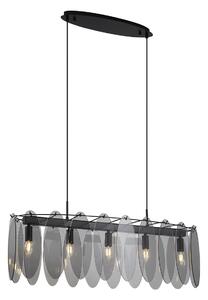 Design függőlámpa fekete füstüveggel ovális 5-lámpás - Mochan