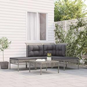 VidaXL 5 részes szürke polyrattan kerti ülőgarnitúra párnákkal