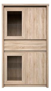Vitrines szekrény, DTD laminált, tölgy sonoma, NORTY TYP 7