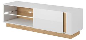 RTV asztal 138, fehér/tölgy grandson/magasfényű fehér, CITY