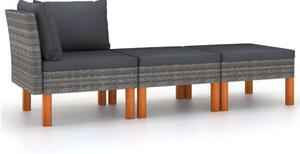 VidaXL 3 részes Polyrattan Kerti Ülőgarnitúra - Szürke