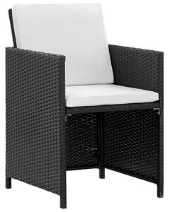 VidaXL Kültéri Étkezőszett - 12 Fős - Fekete Polyrattan