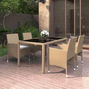 VidaXL Kerti Étkezőgarnitúra - Polyrattan - 5 részes - Bézs