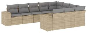 VidaXL Polyrattan Kerti Ülőgarnitúra - 10 részes - Bézs