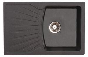 Quadro Plus Metalac Xgranit Gránit Mosogatótálca - Extra mély, Csepegtetőtálcás, Szemcsés Fekete