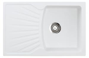 Quadro Plus Metalac 137409 Gránit Mosogatótálca - Extra mély, Csepegtetőtálcás, Fehér