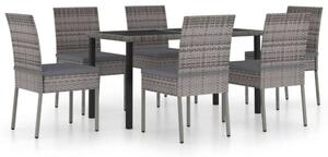 Polyrattan Kerti Étkezőgarnitúra - 7 részes - Szürke