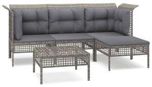 VidaXL 5 részes szürke polyrattan kerti ülőgarnitúra párnákkal