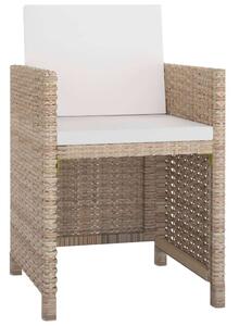 VidaXL 11 részes bézs polyrattan kültéri étkezőszett párnákkal