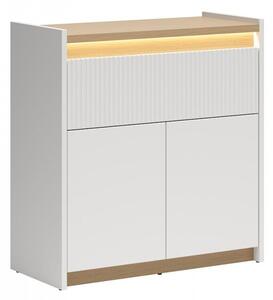 Komód Etrsalo 105, Laminált forgácslap, 95x90x40cm, Világosszürke, Tölgy