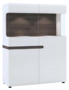 Vitrin, fehér extra magas fényű HG/trufla sonoma tölgy, LYNATET 33