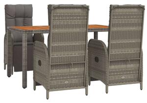 Polyrattan Kerti Étkezőgarnitúra - 5 részes - Szürke