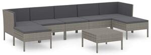 Polyrattan Kerti Ülőgarnitúra - 8 részes - Szürke