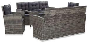 Polyrattan Kültéri Étkezőgarnitúra - 6 Fő - Szürke